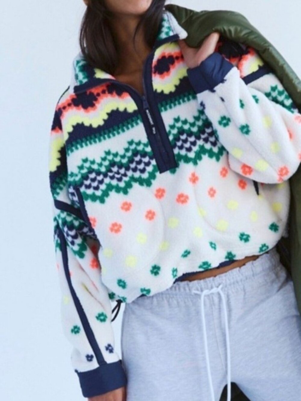 NWT Free People Movement Boxy Cropped Fleece Jacket Pullover